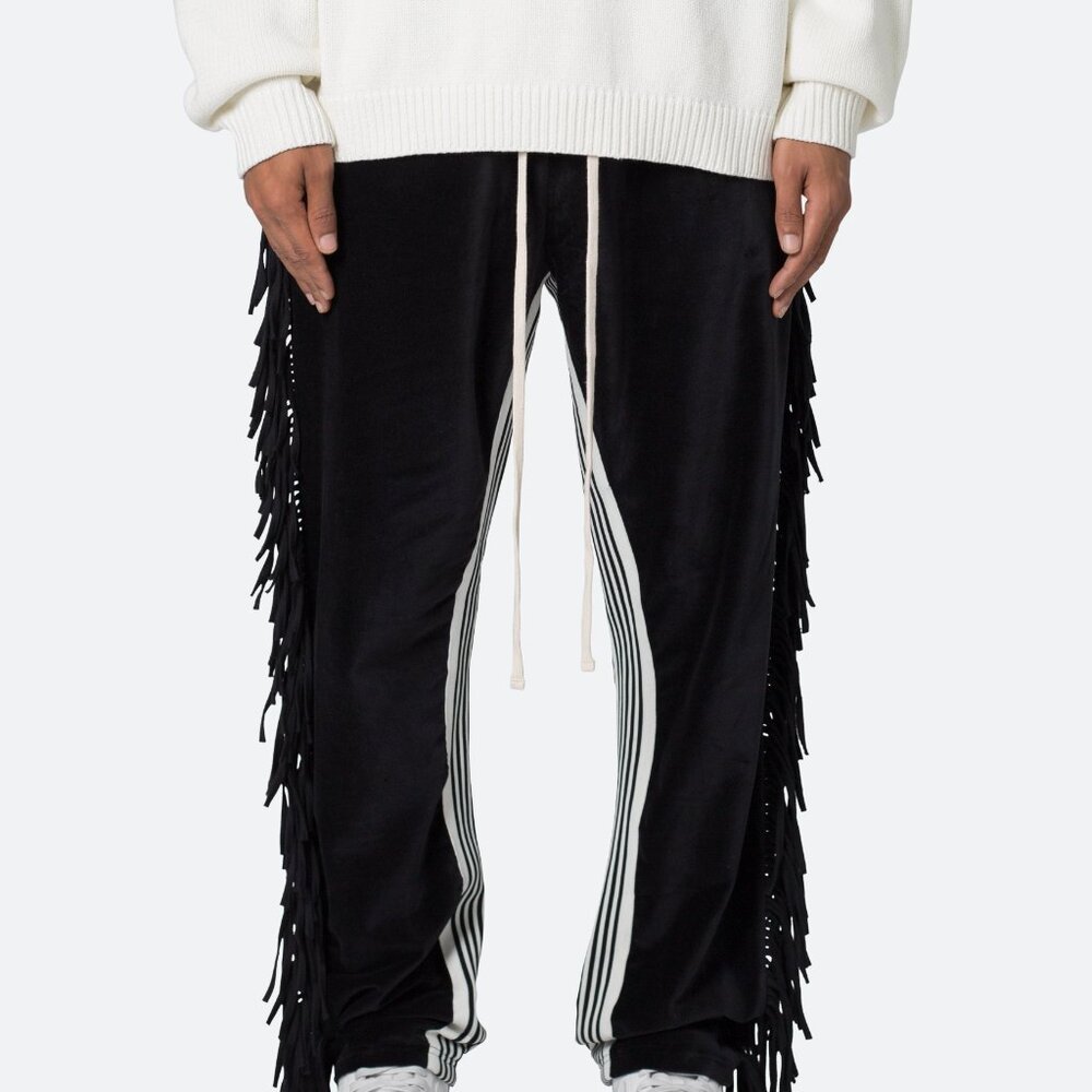mnml Fringe Velour Sweatpants - Black Size MBlack / M